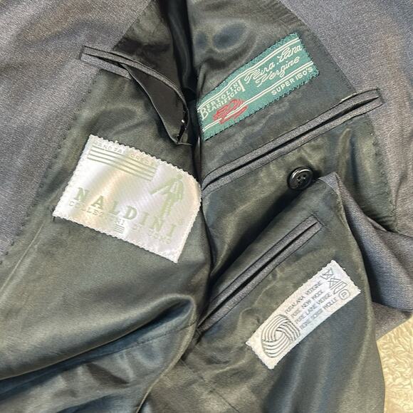 Naldini Italian hand tailored suit super 150 wool 30x28 Short - Picture 8 of 15